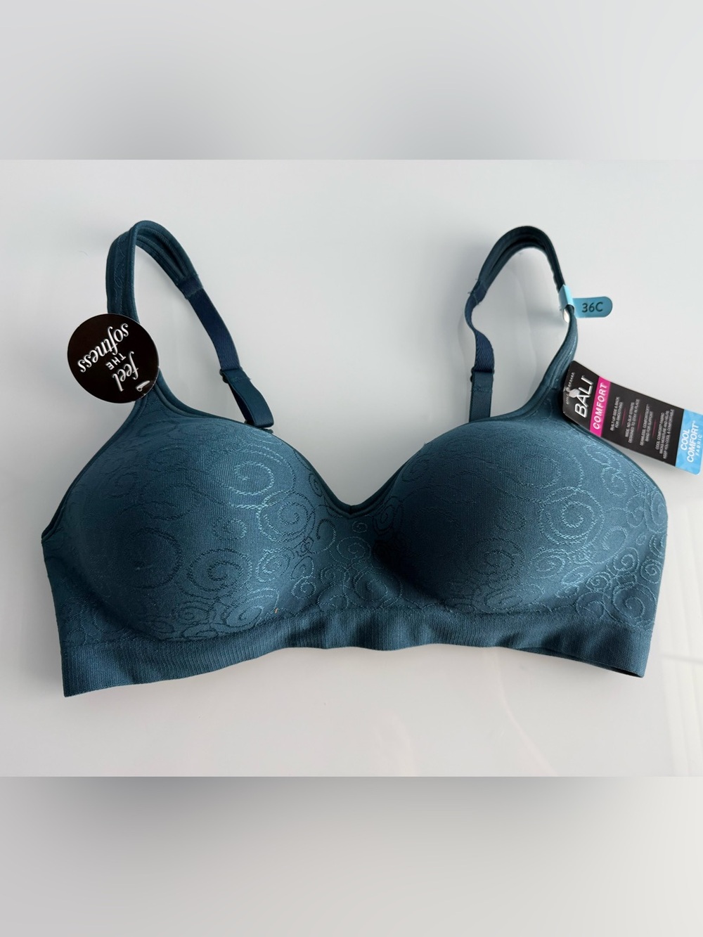 Bali Women’s Teal Comfort Revolution Shaping Wireless Smoothing Bra Size 36C